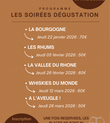 Le programme des soirées dégustation