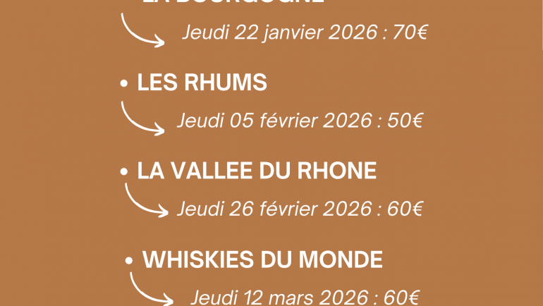 Le programme des soirées dégustation
