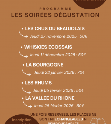 Le programme des soirées dégustation