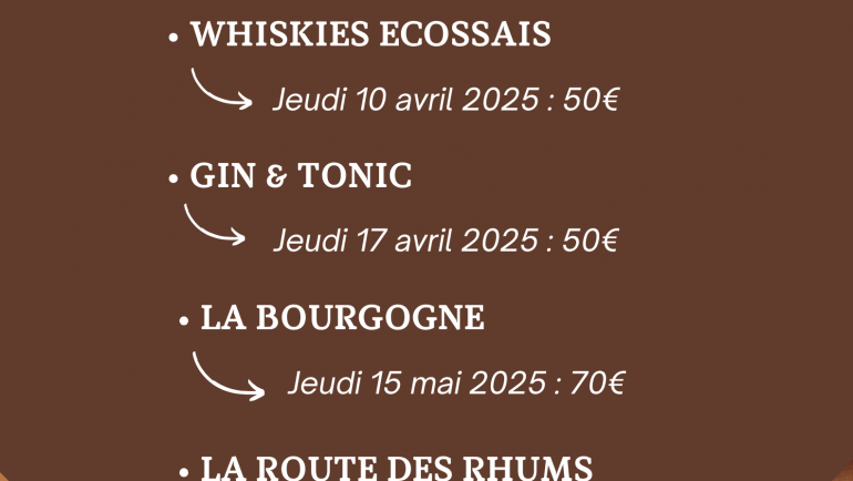 Le programme des soirées dégustation